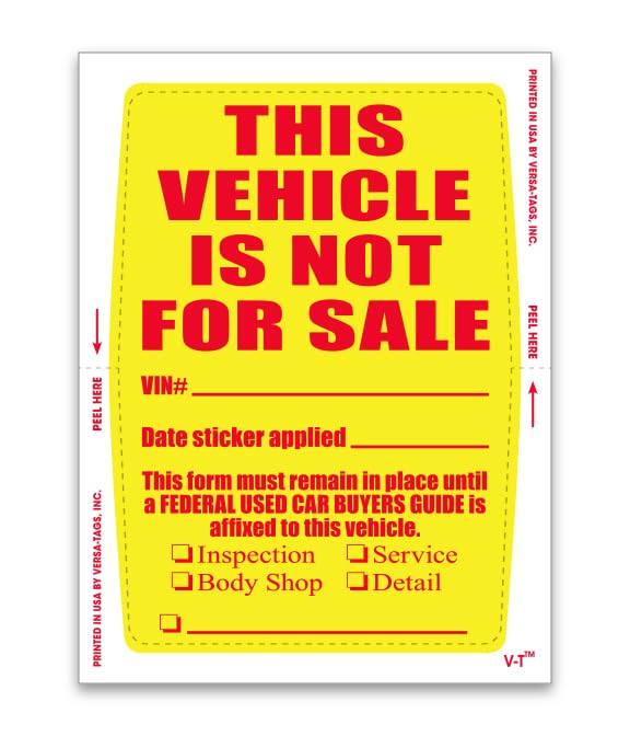 this vehicle is not for sale sticker