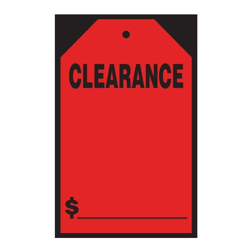 Vibrant Red 'Clearance' Window Price Stickers & Hang Tags - Large 7" x 11" Size - Ideal for Car Dealerships and Retail Stores