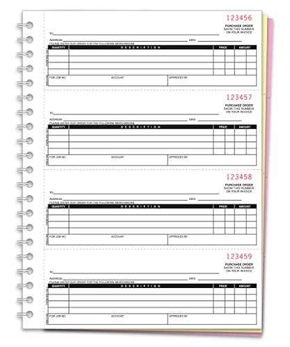 Premium Carbonless Purchase Order Books with Black Ink Printing and Red Numbering - 8-1/2" x 11", 3-Part, 200 Forms/Book