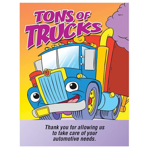 Tons of Trucks Children's Coloring Book for Automotive Dealerships and Service Departments - 8" × 10.5" Book (16 Pages), Set of 4 Designs for Engaging Young Visitors