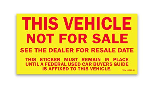 vehicle not for sale stickers