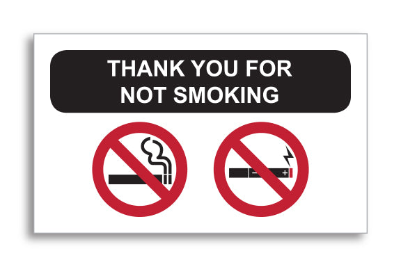 No Smoking Stock Reminder Sheet Labels - Clear Background, 2.5" x 1.5" Size - Static Cling for Easy Application and Removal - Ideal for Automotive Dealerships