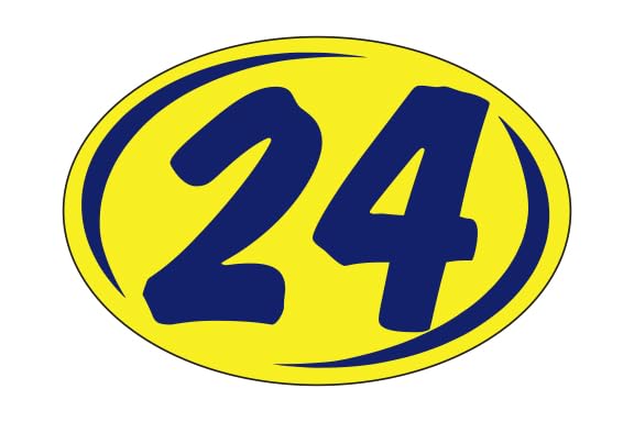 Round Year Window Stickers - Blue on Yellow Car Dealer Window Stickers - Durable, Weatherproof Vinyl with Easy On/Off Adhesive - Back Slit for Seamless Installation - 8" × 5-1/2"