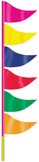 Ground Pennants for Car Shows & Automotive Event Decor – Plasticloth Triangle Flags with 6' Fiberglass Pole – Outdoor Festival, Parade & Fourth of July Decorations – Car Lot Banner Flags, Motorsport Event Accessories