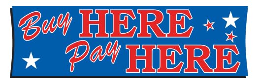 Fluorescent Vinyl Banners in Red & Blue - Multiple Design Banners for Automotive Dealerships - 10' x 3' Durable Double-Stitched Outdoor Banners - Buy Here Pay Here, Used Car Sale, We Finance Signs