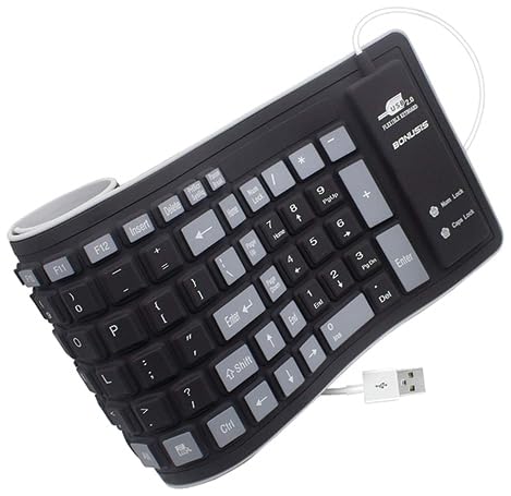 Ultra-Portable Rollable Waterproof USB Keyboard for GoDex Systems - Ergonomic Silicone Spill-Resistant Keyboard for Travel, Industrial, Outdoor, and Warehouse Use - Compact 1/2" H × 16" L × 5" W