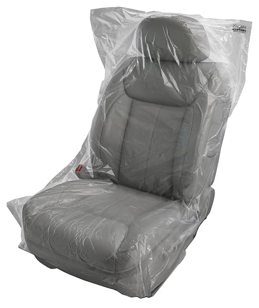 Premium .7 mil Motor Vehicle Seat Covers - 2-Layer Construction for Secure Fit - (52" L × 32" W) Size Anti-Slip Automotive Seat Covers Prevent Shifting - Pack of 1 Box (250 Folded Covers/Box)