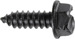 Slotted Hex Washer Head License Plate Screws - #14 × 3/4" Size - Durable Black E-Coat Universal Fit Screws for Car Dealerships