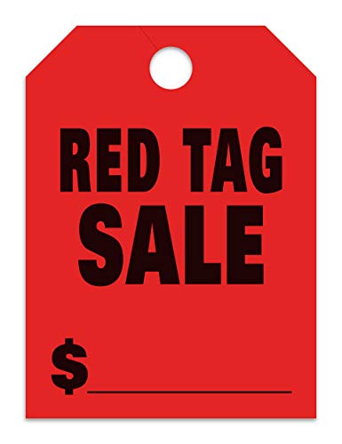 Jumbo "Red Tag Sale" / "Red Tag Special" Car Dealer Mirror Hang Tags - Fluorescent Colors Large Size (8-1/2" × 11-1/2") Tags for Auto Dealership Supplies - Durable 11-Point Stock Material