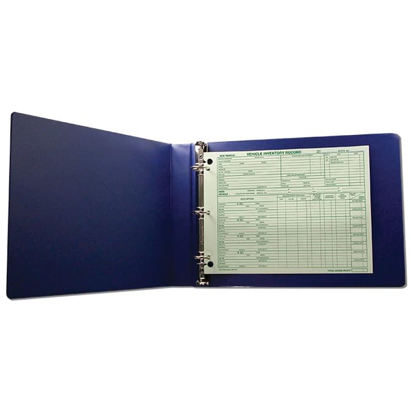 Dark Blue Vehicle Inventory Records Binder - 12-3/4" x 9" Size 3-Ring Binder for Document Organization - Ideal for Automotive Dealerships and Fleet Management