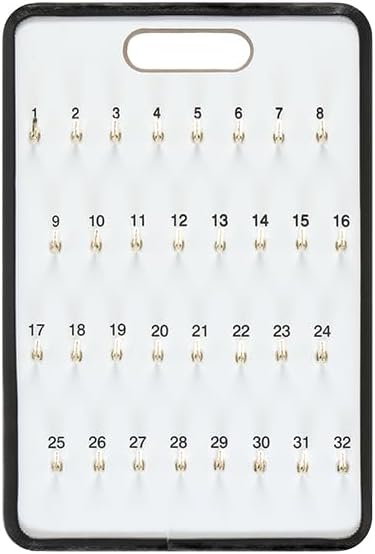 Masonite Wall Mount Key Holder Board - Spring Lock Hooks Heavy Duty Commercial Key Organizer Rack for Dealerships, Fleet Management, Garage & Office Key Storage System (32–105 Hook Options)