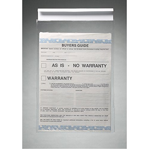 Clip-On Window Form Holders – 9" x 13" Clear Plastic Pouch – Automotive Document Holders for Car Dealerships – Buyer’s Guide Display & Vehicle Paperwork Organizer