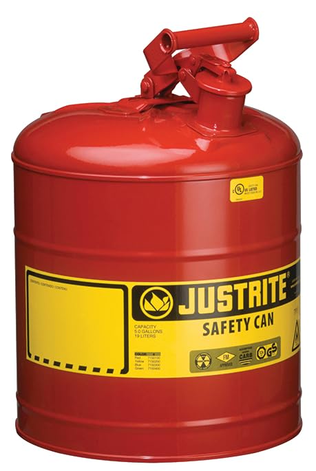 Type 1 Safety Container for Industrial Use, Job Sites, Workshops - 5-Gallon Galvanized Steel Storage Canister - FM Approved, UL/ULC Listed, OSHA and NFPA Compliant