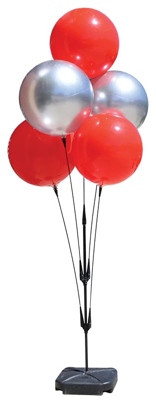 Five Balloon Ground Pole Kit with 46-1/2" Pole, 32" Stems, Adapter Cups, and Cluster Bracket - Reusable Balloon Ground Display Kits - Ideal for Outdoor Decorations and Events