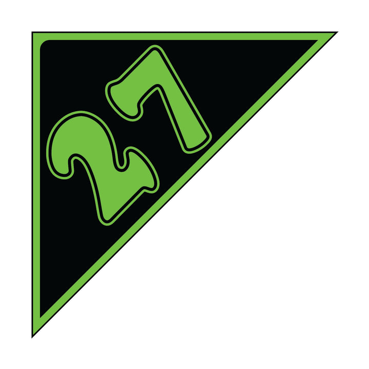 Green on Black Year Angle Window Stickers - Durable, Weatherproof Vinyl with Easy On/Off Adhesive - Back Slit for Seamless Installation - 11"× 11"