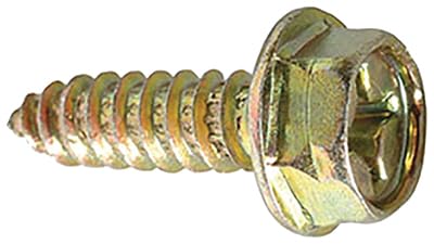 Phillips Hex Washer Head License Plate Screws - #14 × 3/4" Size - Zinc & Yellow Dicromate - Universal Fit Metal Screws for Car Dealerships