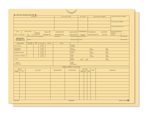 Premium Employee File Jacket - 12" × 9" Size, 32# Buff Paper Folder for Organizing and Storing Employee Records, Ideal for HR Departments, Small Businesses, and Offices