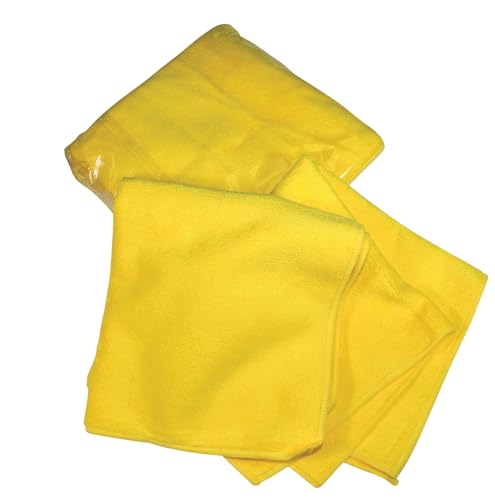 Deluxe Yellow Microfiber Detailing Towel - 16" x 16" Plush Cleaning Cloth for Car Care, Polishing, and Wax Removal - Hemmed Edges for Durability, Machine Washable