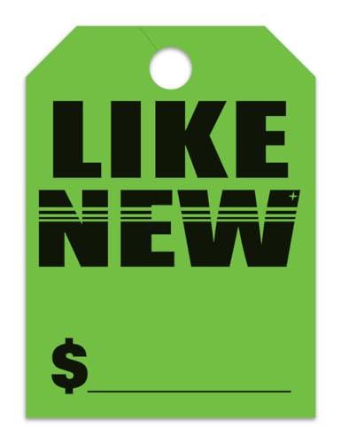 Jumbo "Like New" Car Dealer Mirror Hang Tags - Fluorescent Colors Large Size (8-1/2" × 11-1/2") Tags for Auto Dealership Supplies - Durable 11-Point Stock Material