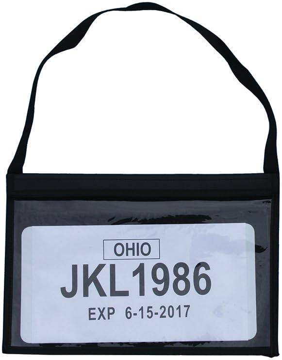 Heavy Duty Vinyl Temporary Tag Holders with Attached Strap - 15" × 8-1/2" Insert Size - Durable, Weather-Resistant, Easy to Attach - Ideal for Automotive Dealerships