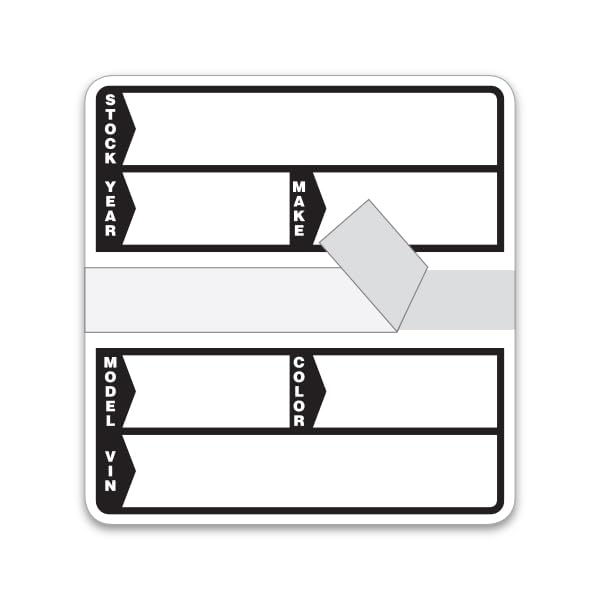 Poly Stock Sticker with Stock, Year, and Make Fields - 2-7/8" x 3" Windshield Decals - High-Quality Face Adhesive Vinyl Labels for Car Dealership