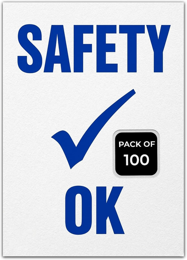 Static Cling Safety Check OK Inspection Stickers – 2.5" x 3.5" Removable Vehicle Inspection Labels for Windshields, Auto Dealership Compliance & Service Reminder Decals – White, Pack of 100
