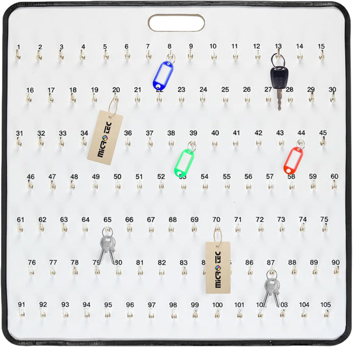 Masonite Key Holder Boards with Metal Reinforced Trim and Spring-Lock Hooks - Key Organizer for Car Lots and Dealerships - Durable Handle for Easy Transportation