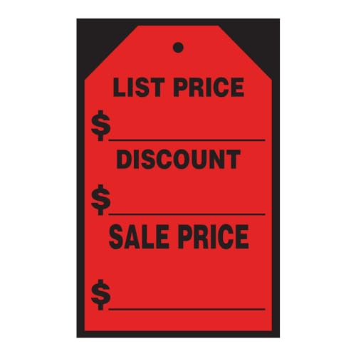 Vibrant Red List Price/Discount/Sale Price Window Stickers & Hang Tags - Large 7" x 11" Size - Ideal for Car Dealerships and Retail Stores