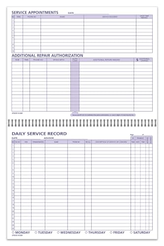 Daily Appointment Record Book - Spiral Bound 8-1/2” x 11”, Durable 90# Stock Paper Book for Tracking Automotive Repair Appointments