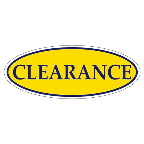 CLEARANCE Dark Blue on Yellow Oval Window Sticker for Car Dealerships - 14" x 5-1/2" Size - Premium Weatherproof Vinyl for Long-Lasting Visibility