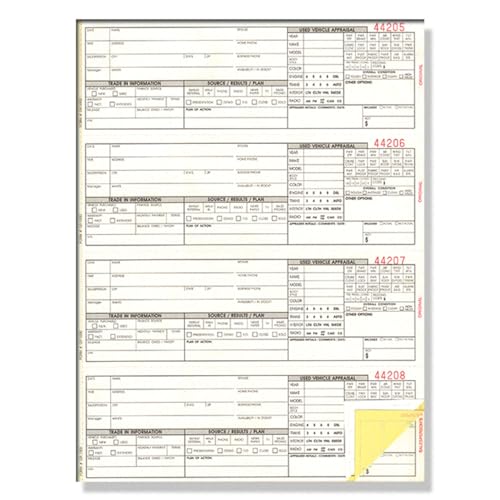 Guest Register Book - 8-1/2" × 11" Detailed Information Management System for Prospects - Four Guests Per Page - 3-Part Carbonless White, Canary, Heavy White Stock