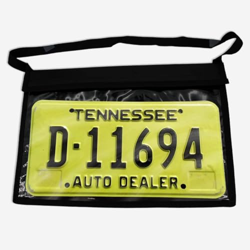 Premium License Plate Holder Demo Bag - Waterproof PVC Construction with Loop Hook Close - Clear Front and Dustproof - Ideal for Car Dealerships - 13.8" x 9.2" With 24" Hanging Strap