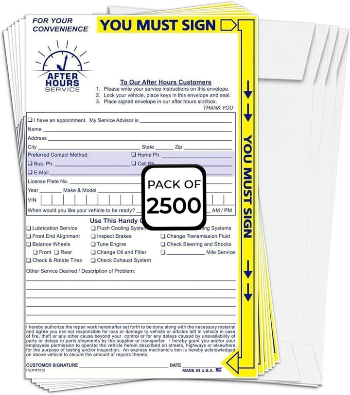 After Hours Key Drop Envelopes 6" x 9" – Heavy Duty 24 lb White Wove Open End Paper Envelopes for Car Dealerships, Auto Repair Shops, Service Centers & Night Drop Boxes, Top Opening