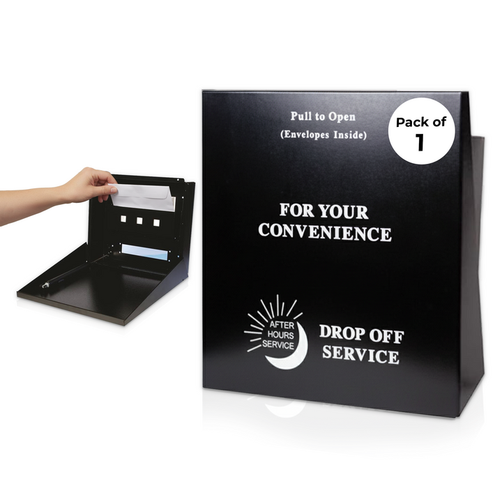 Professional Grade Standard Night Drop Box for Secure After Hours Document Collection – Weather-Resistant, Self-Closing Hydraulic Arm, Steel Front Deposit Box (17-5/8" x 18-3/4")
