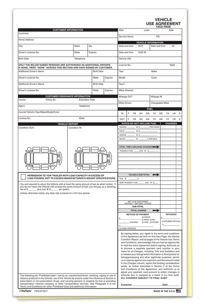 vehicle use agreement
