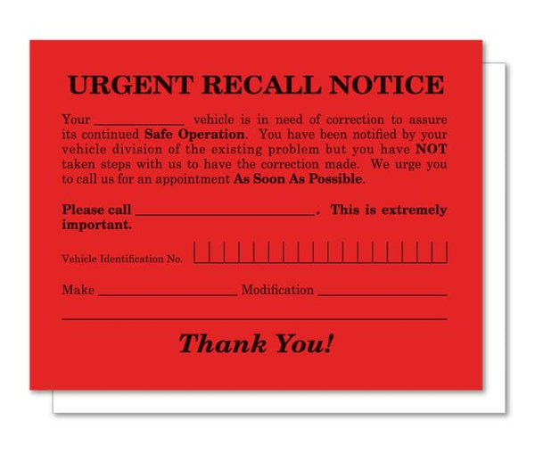 urgent recall notice