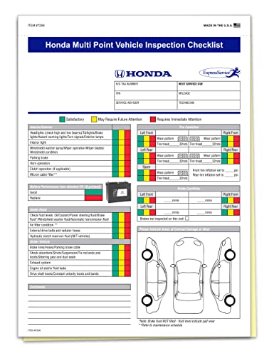 Honda Multi Point Inspection Forms