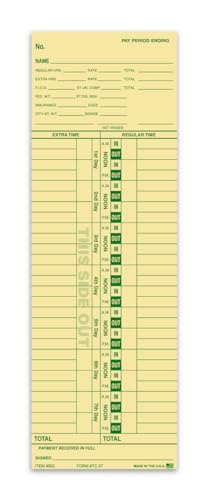 Time Clock Cards for Regular & Extra Time Tracking