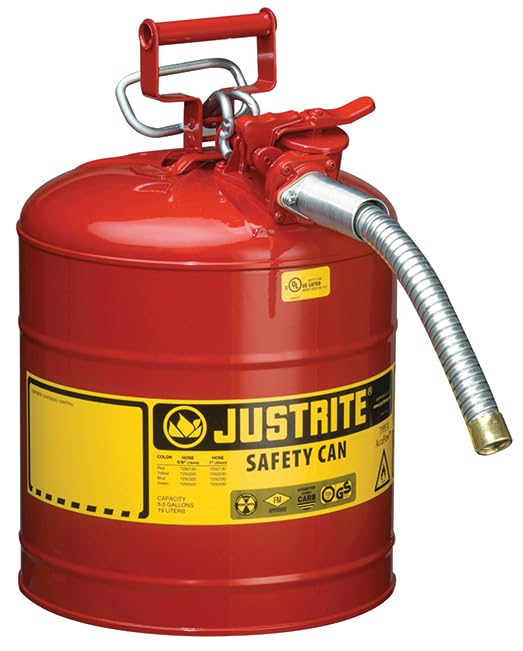 Type 2 Safety Containers for Industrial Use, Job Sites, Workshops - AccuFlow Manifold and Auto Venting - 5-Gallon Galvanized Steel Storage Canister - FM Approved, UL/ULC Listed, OSHA and NFPA Compliant