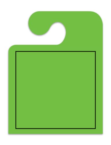 Jumbo Blank with Black Frame J-Hook Style Mirror Hang Tags - Fluorescent Green Large Size (8-1/2" × 11") Car Dealer Tags for Auto Dealership Supplies - Durable 11-Point Stock Material