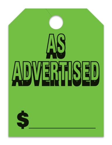 Jumbo Car Dealer Mirror Hang Tags - Fluorescent Green Large Size (8-1/2" × 11-1/2") Tags for Auto Dealership Supplies - Durable 11-Point Stock Material