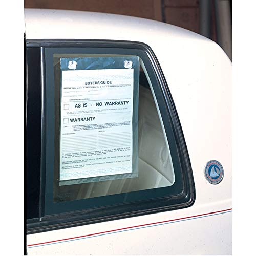 Professional Buyers Guide Holder Pouch Kits – 8-1/2" × 13" Vinyl Display Holders with Suction Cups, Clips & Metal Bar – Car Dealership Buyer’s Guide Holder