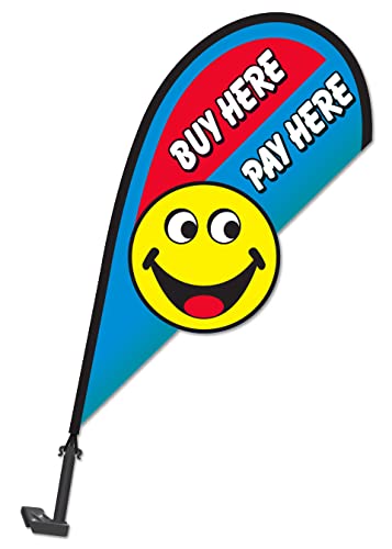 Premium 3D Clip-On Paddle Flags for Vehicle Windows - 2-1/2' Tall Durable Fiberglass Pole - Wind-Resistant Design, Printed on Both Sides