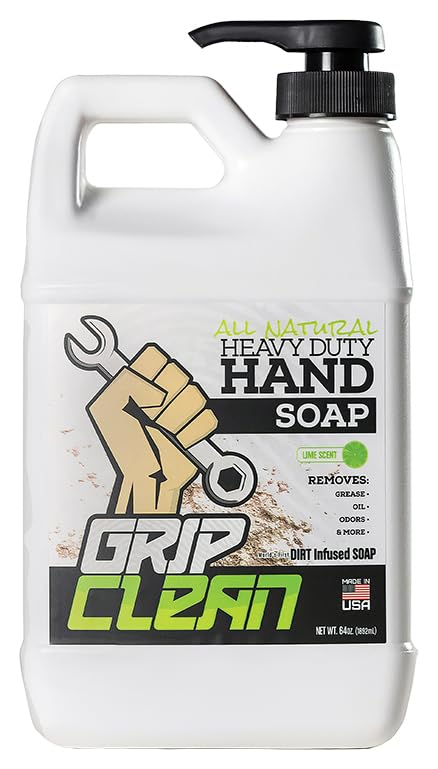 Grip Clean Hand Soaps Removes Automotive Grease, Oil, and Odors - All-Natural Lime Fragrance Soap - Highly Moisturizing Dirt-Infused Formula - Available in Multiple Sizes