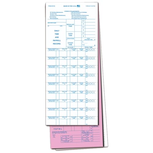 Premium Job Time Tickets for Mechanic Tracking (Form JT-VW-PSG) - Enhanced Carbon for Legibility - 3-Part Snap-Out Design - 4-1/4" × 11-3/4" - Pink & White Tag - Prints in Blue Ink