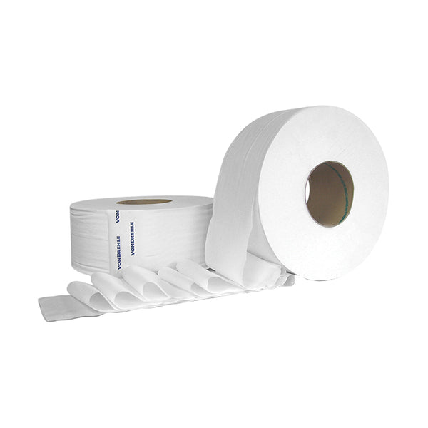 Jumbo Roll Toilet Paper – 1000 Sheets/Roll, 2-Ply, 3.6" Width × 9" Diameter – Ideal High-Traffic Commercial Restrooms, Offices, Schools