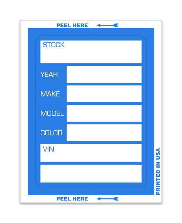 Kleer-Bak Large Stock Stickers - Clear-Back Boldly Printed, Secure Adhesion, Improved Design - Ideal for Car Dealerships, Boost Visibility and Organization
