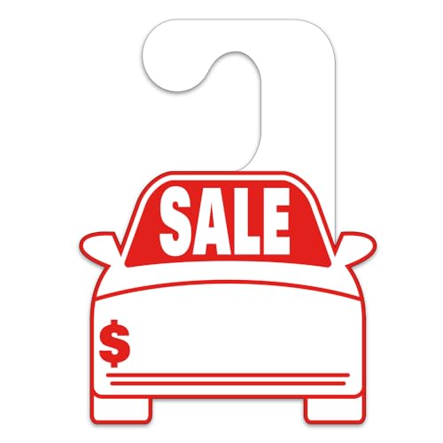 Car Shaped Sale Hang Tags for Car Dealerships and Retail Promotions - Vehicle Shape Style Mirror Hang Tags - 9" × 12-1/4" Size, Durable 11 Point Stock