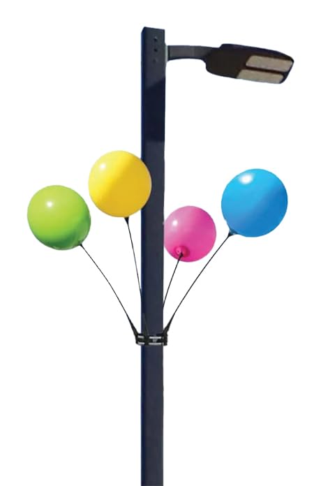 Reusable Four Balloon Light Pole Kit with Four Light Pole Mounts, 32" Balloon Stems, Balloon Adapter Cups and Two Tension Band Clamps (Balloons Sold Separately)