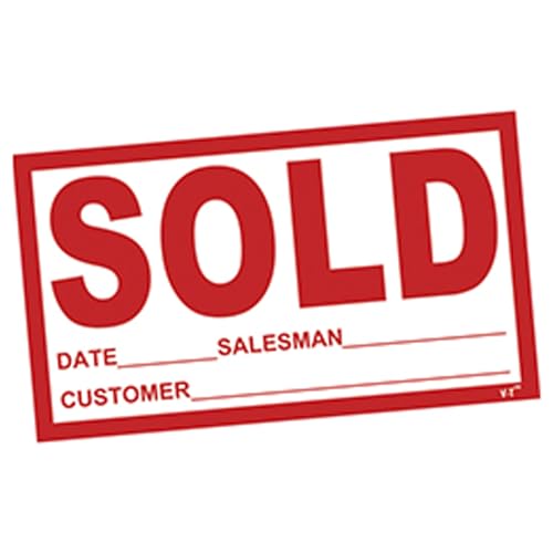 Premium Sold Stickers for Car Dealerships - Large 7" x 4" Size, White Matte Vinyl - External Application on Vehicle Window